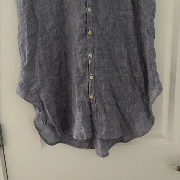 CP Shades Gingham Checkered Linen Button Down Sleeveless Top Lagenlook - Picture 3 of 6